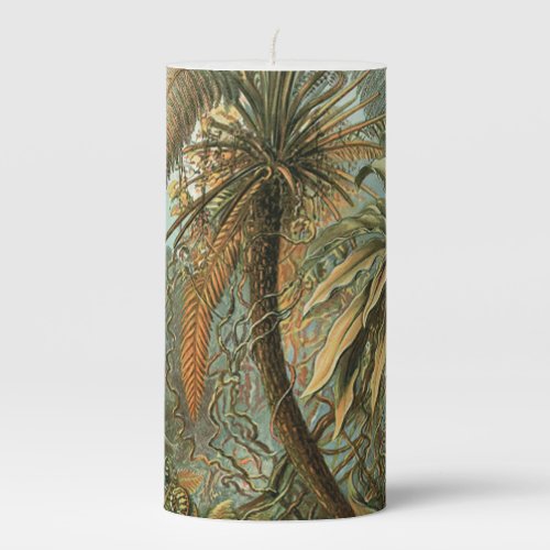Ferns Palm Tree Antique Botanical Ferns Art Pillar Candle