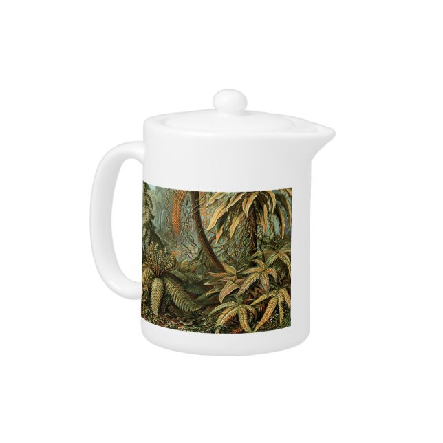 Ferns Palm Tree Antique Botanical Ferns Art Teapot (Left)