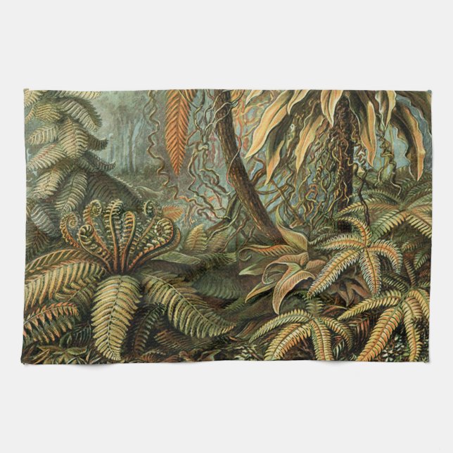 Ferns Palm Tree Antique Botanical Ferns Art Towel (Horizontal)