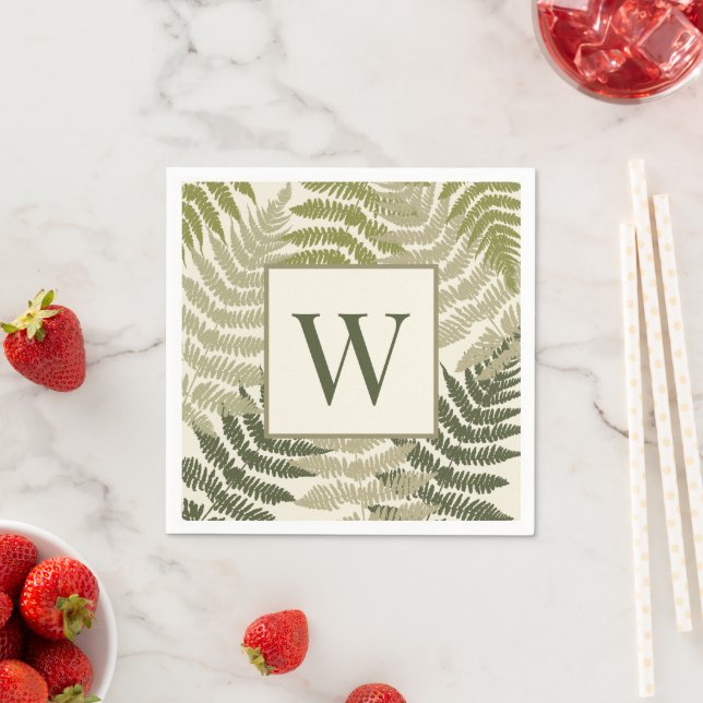 Ferns Pattern Custom Monogram  Napkins (Insitu)