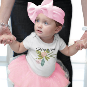 Ferns Roses Acorns Flower Girl Wedding Party Baby Bodysuit