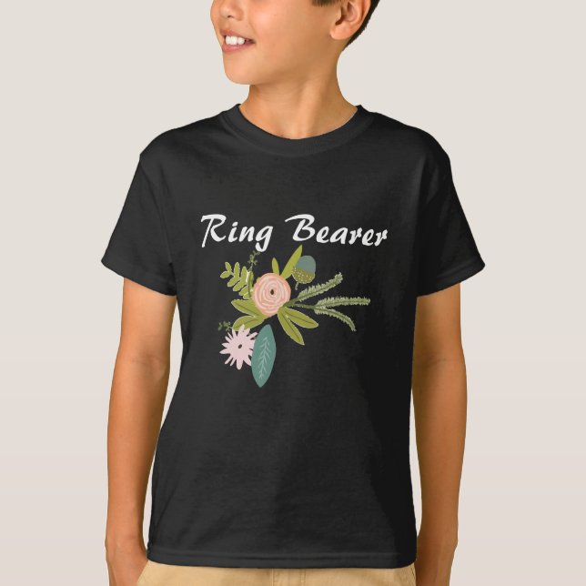 Ferns Roses Acorns Ring Bearer Wedding T-Shirt (Front)