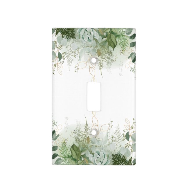 Ferns Succulents Greenery Light Switch Cover (Front)
