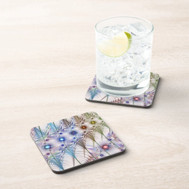 Ferns'N Flowers Abstract Beverage Coaster (Right Side)