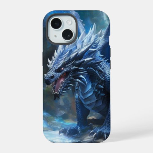 Ferocious Blue Dragon iPhone 15 Case