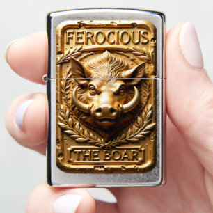 Ferocious Boar Golden Tusk Zippo Lighter
