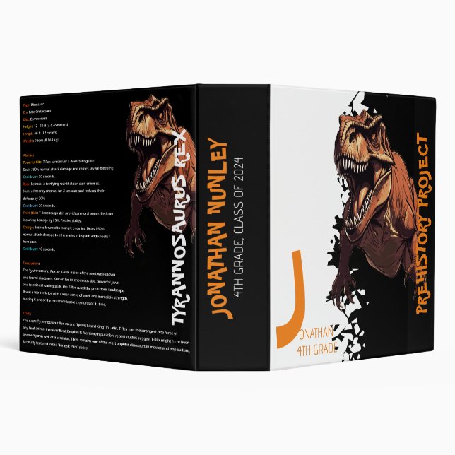 Ferocious Dino T-Rex Kids 3 Ring Binder (Background)