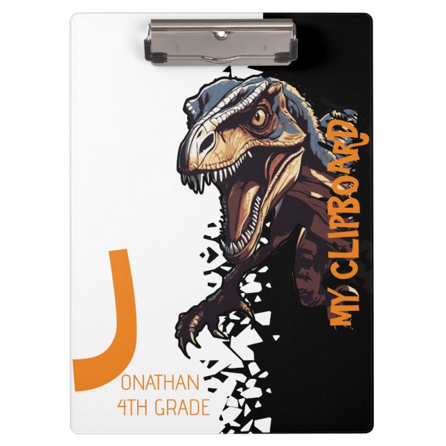 Ferocious Dino Velociraptor Kids Clipboard (Front)
