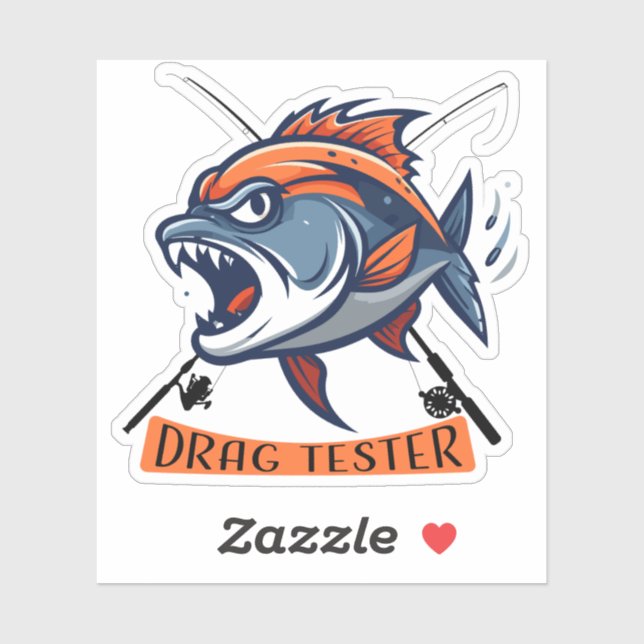 Ferocious Fish Illustration "Drag Tester" Sticker (Sheet)