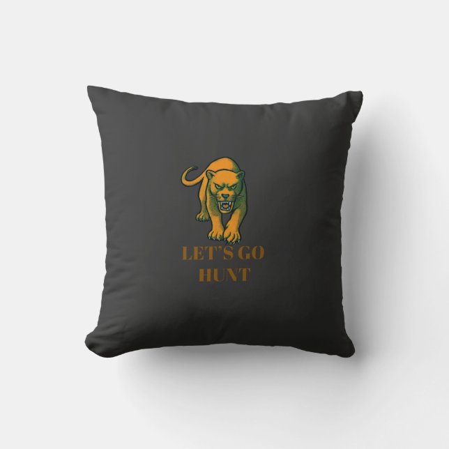 Ferocious Golden Panther Throw Pillow (Front)