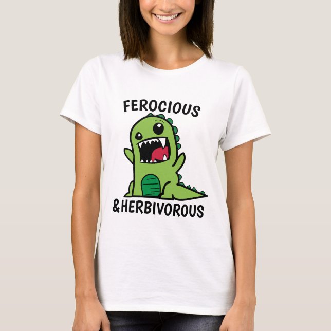 FEROCIOUS & HERBIVOROUS Funny Vegetarian T-shirts (Front)