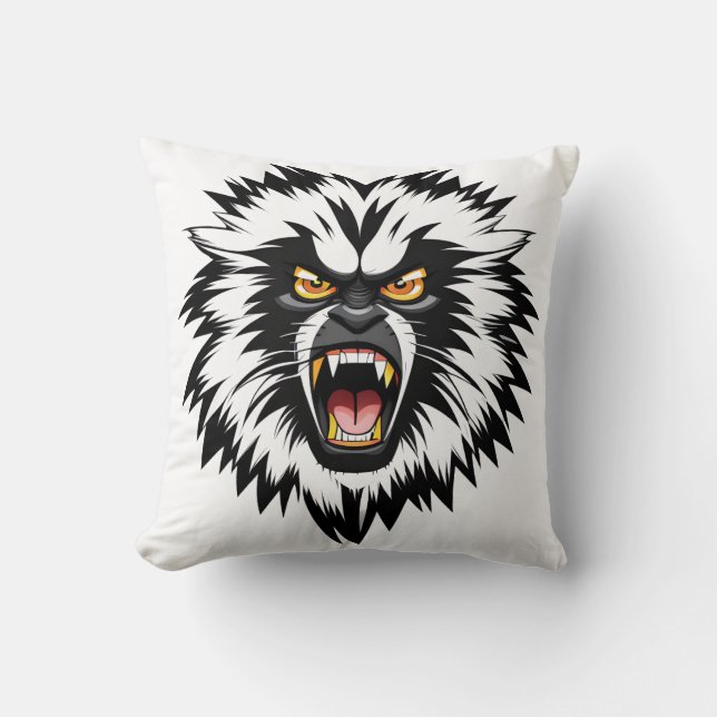 Ferocious Monkey Throw Pillow (Front)