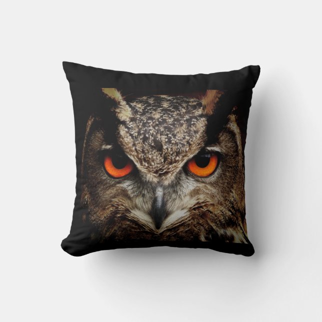 Ferocious Owl Throw Pillow (Front)