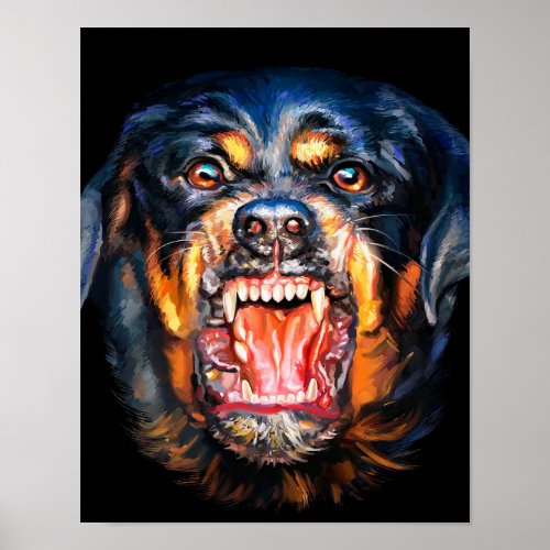 Ferocious Rottweiler Dog Poster
