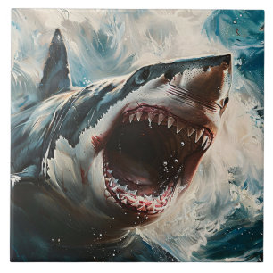 Ferocious Shark Ceramic Tile