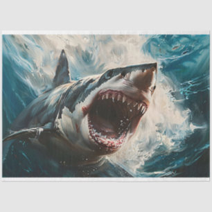 Ferocious Shark Decoupage Tissue Paper