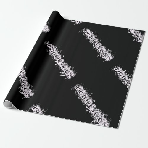 FEROCIOUS Tattoo Style Font Wrapping Paper