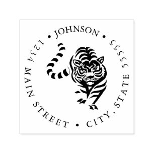 Ferocious Tiger Illustration Return Label Self-inking Stamp