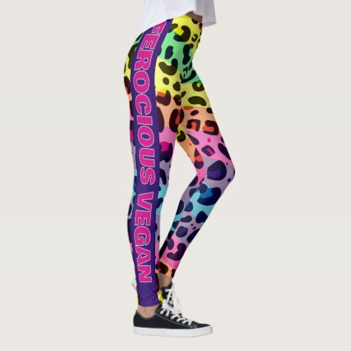 Ferocious Vegan vibrant rainbow leopard print Leggings