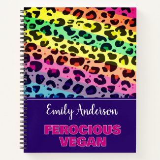 Ferocious Vegan vibrant rainbow leopard print