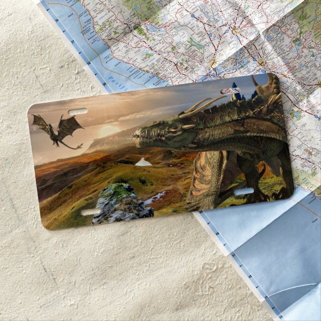 Ferocious Wyvern Dragon License Plate (In Situ)