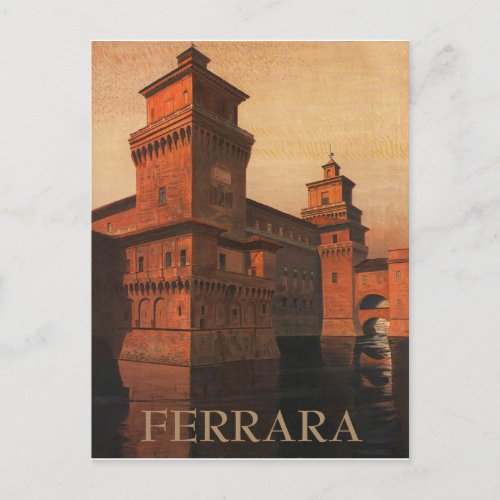 Ferrara Este Castle Italy Vintage travel Postcard