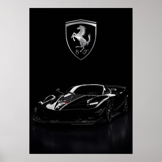 Ferrari FXX-K Black Hypercar | Dark Supercar Poster (Front)