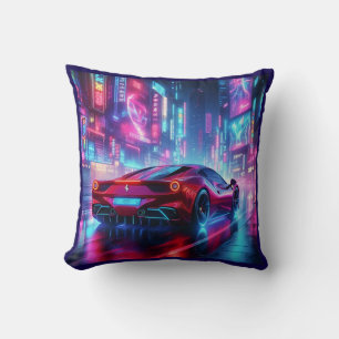 ferrari neon throw pillow