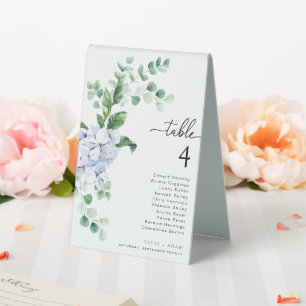 Ferras Blue Hydrangea Wedding Table Number Table Tent