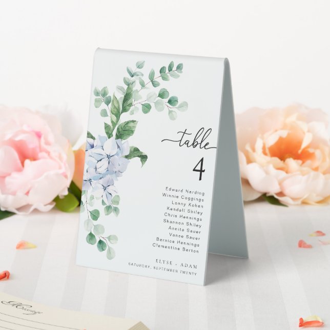 Ferras Blue Hydrangea Wedding Table Number Table Tent (In SItu (Wedding))
