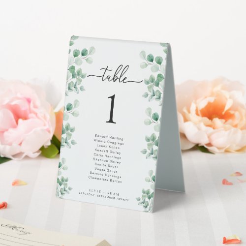 Ferras Greenery Wedding Table Number Table Tent Sign