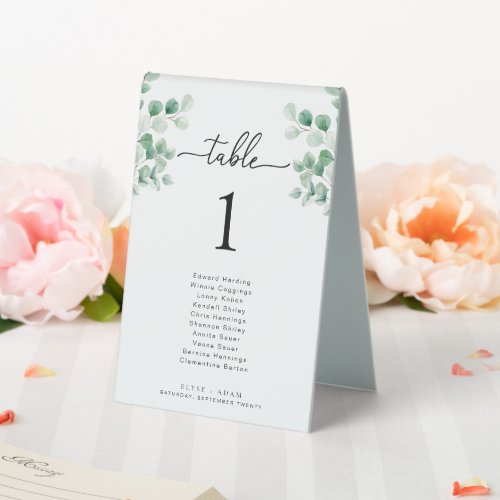 Ferras Greenery Wedding Table Number Table Tent Sign