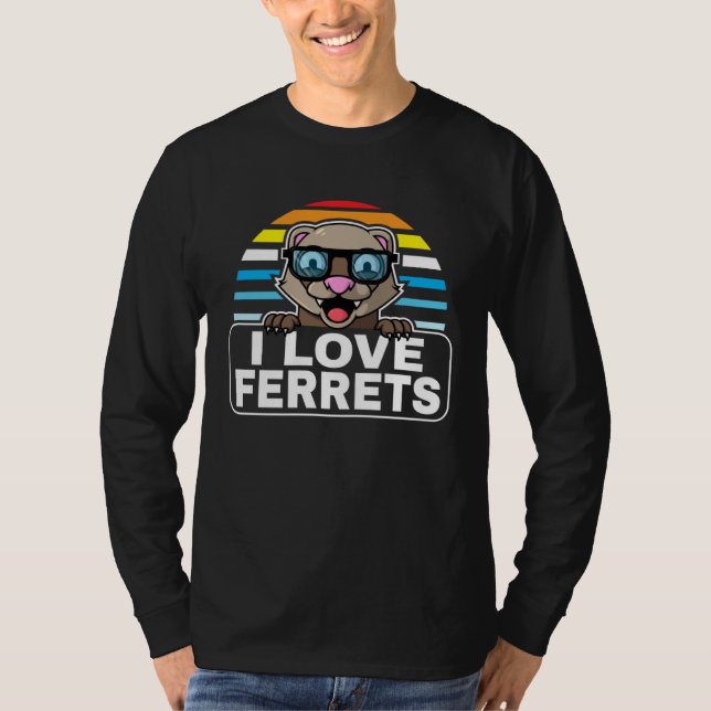 Ferre Ferret Clothes  Nerd Ferret With Glasses T-Shirt (Front)