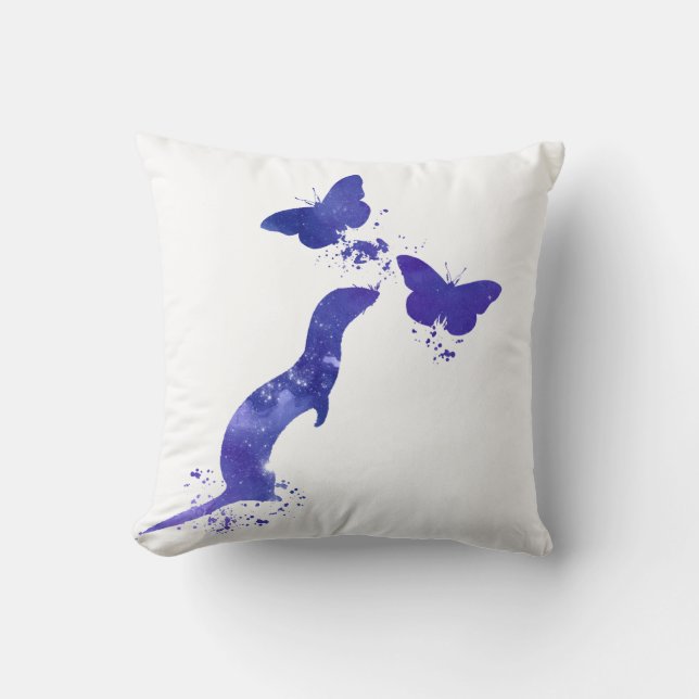 ferret and butterflies throw pillow (Front)