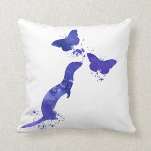 ferret and butterflies throw pillow