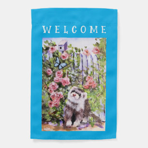 FERRET AND BUTTERFLY YARD FLAG