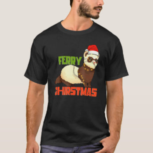 Ferret Animal Pet Ferry Christmas Santa Hat T-Shirt