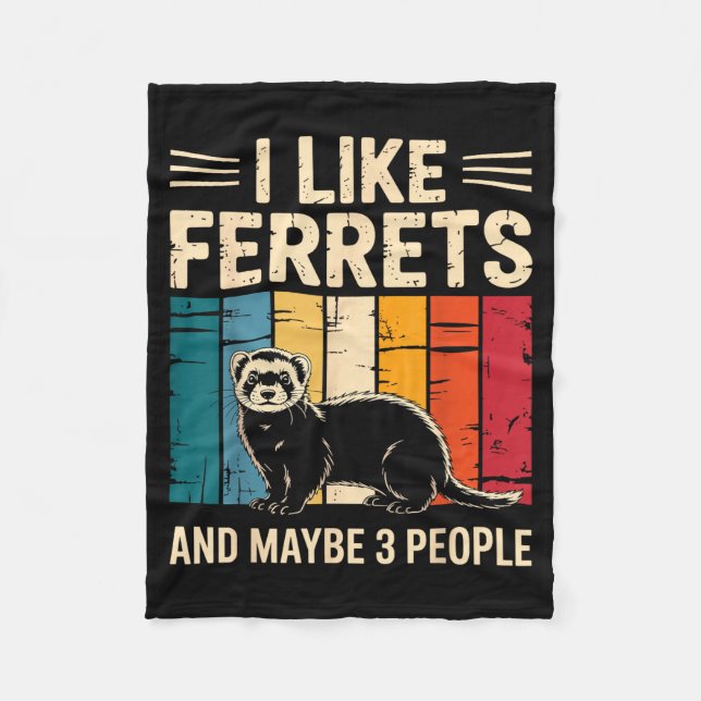 Ferret Art For Men Women Kids Pet Ferret Lovers Fe Fleece Blanket (Front)