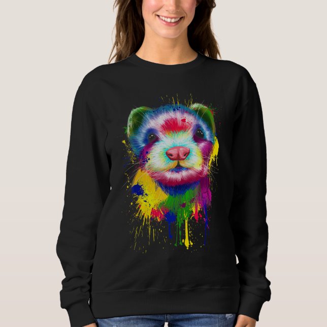 Ferret Artwork Face Hand Painting Splash Art Pet P Sweatshirt (Front)