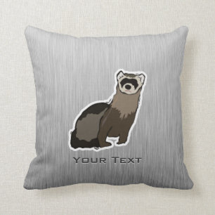 Ferret; Brushed metal look Throw Pillow