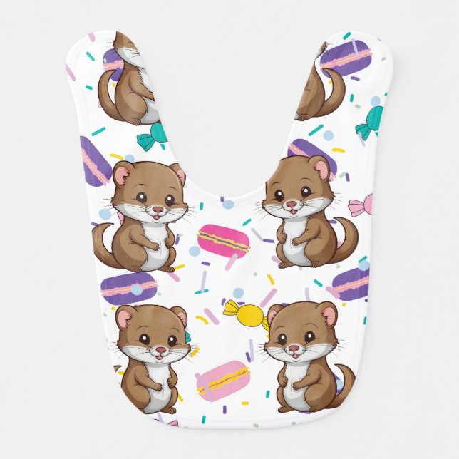 Ferret Candies Print  Baby Bib (Front)
