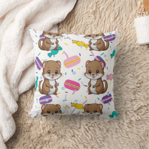 Ferret Candies Print Throw Pillow