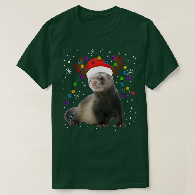 Ferret Christmas Light Xmas  T-Shirt (Design Front)