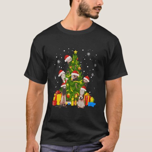 Ferret Christmas Tree Gift X_Mas Santa Hat Womens  T_Shirt