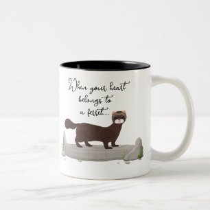 Ferret! Cute gift for ferret loving friend! Two-Tone Coffee Mug