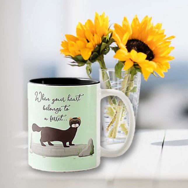 Ferret! Cute gift for ferret loving friend! Two-Tone Coffee Mug (Creator Uploaded)