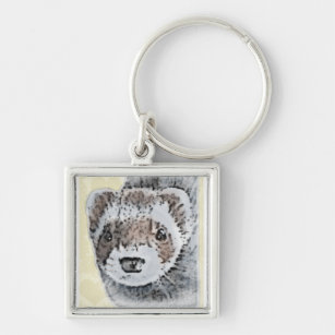 Ferret Cute Picture Keychain