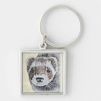 Ferret Cute Picture Keychain by Visages at Zazzle
