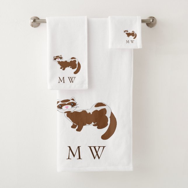 Ferret Design Monogrammed Bath Towel Set (Insitu)