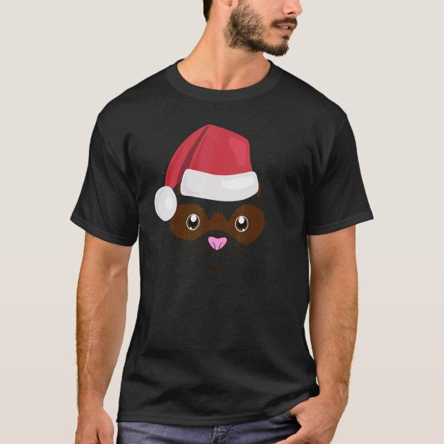 Ferret Face Animal Big Cute Face Costume Christmas T-Shirt (Front)